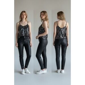 Skies Are Blue Rainbow Sequin Cami Tank Top Size Small NWT Holiday Party Glam